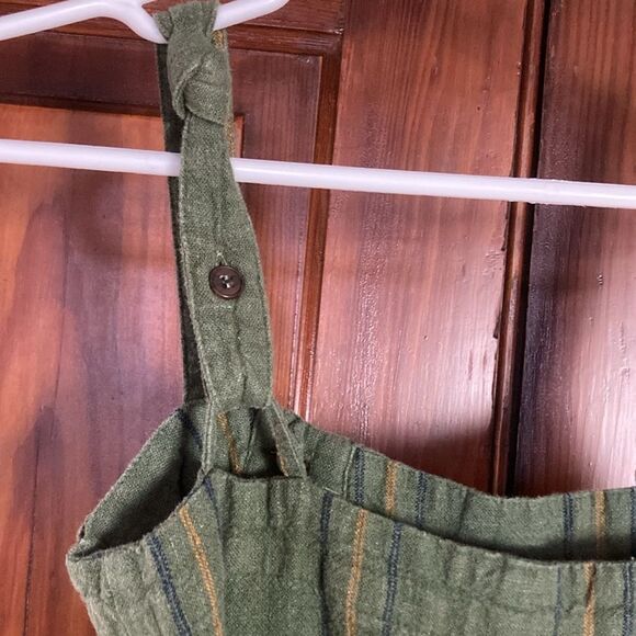 Happy Nature Kate Hudson Green Striped Linen Jumpsuit With Belt size XS - Picture 4 of 14